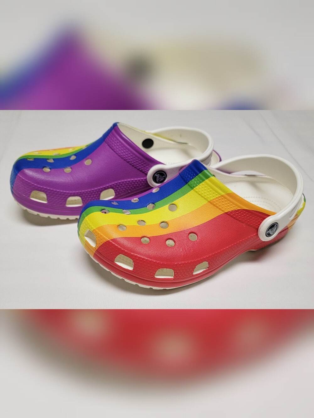 Crocs Rainbow Slip-On Clog - White Strap